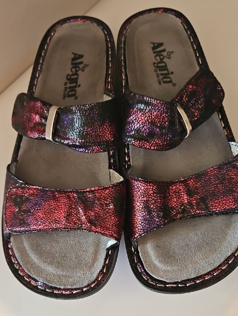 ALEGRIA KARMEN ROSE METALLIC 2 STRAP SANDALS (New $110) Sz 40 - 9.5/10